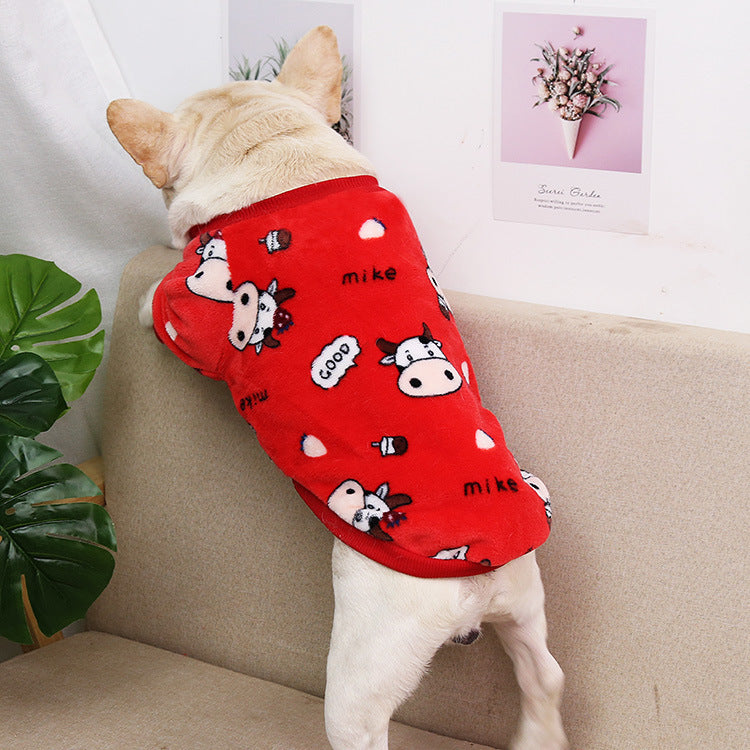 Cozy Coral Fleece Dog Pajamas - Warm Soft Puppy Onesie for Sleep & Leisure
